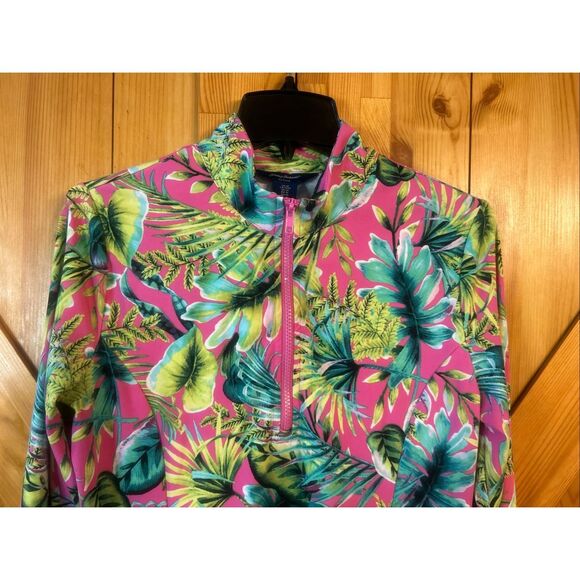 Tommy Bahama Active Womens M 1/4 Zip Pullover Floral Pink Green (5847) - Picture 3 of 7
